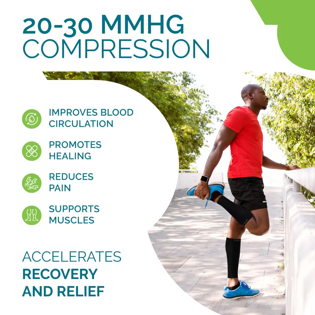 Run Forever Calf Compression Sleeve XX-Large Black | 20-30mmHg Graduated Compression for Pain Relief & Recovery - view 4