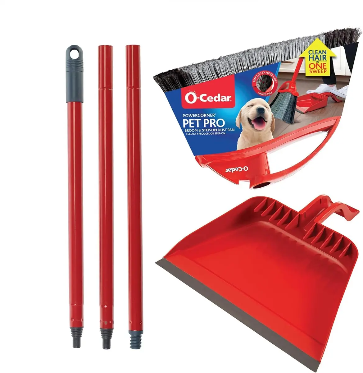 O-Cedar Pet Pro Broom with Step-On Dustpan | Removes Over 99% of Dust & Pet Hair | Quiet Cleaning Tool for Dog & Cat Owners - view 7