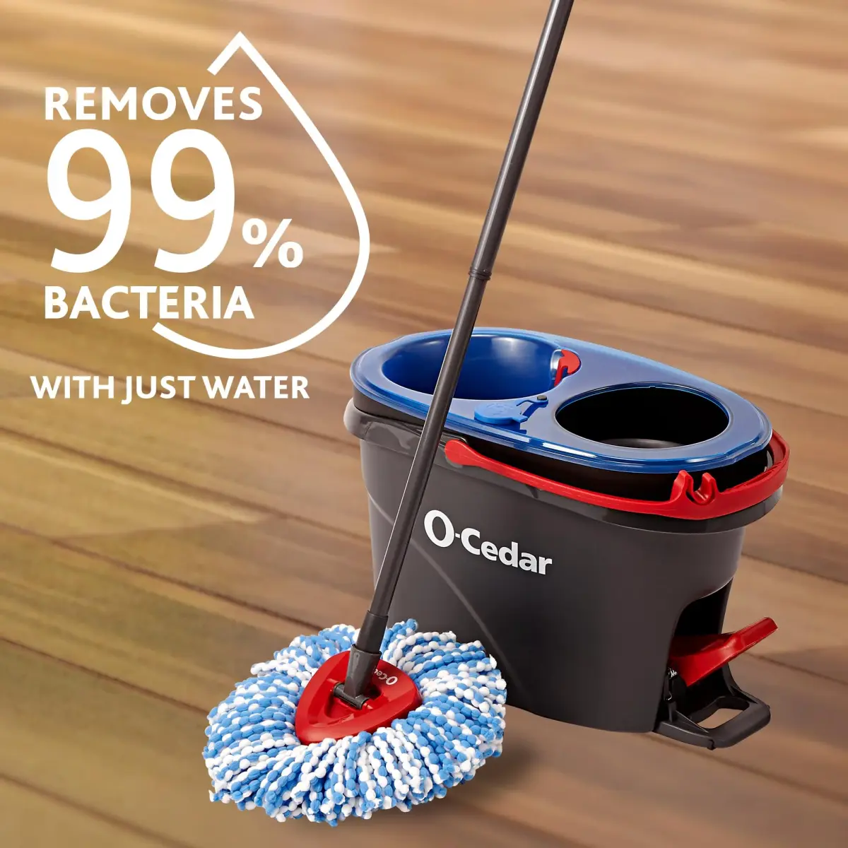 O-Cedar RinseClean Spin Mop & Bucket System with 3 Microfiber Heads | Cleans with Clean Water, Removes 99% Bacteria - view 6