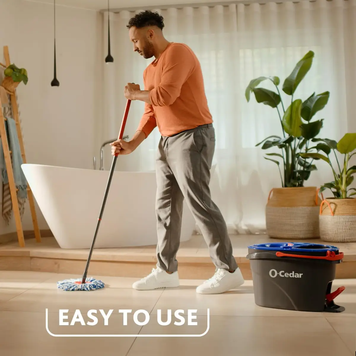 O-Cedar RinseClean Spin Mop & Bucket System with 2 Microfiber Mop Heads | Cleans with Clean Water | Removes 99% of Bacteria - view 5