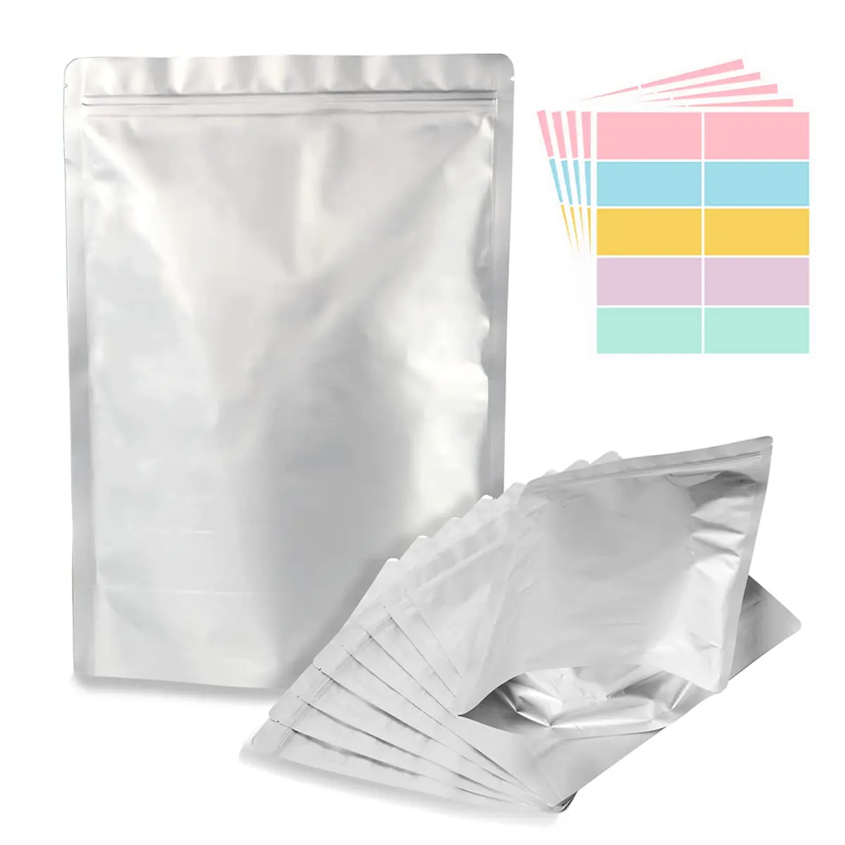 SHXWELL 1 Gallon Mylar Bags 25.4cm x 35.6cm (10"x14") | 50 Count Extra Thick 10 Mil Stand-Up Zipper Pouches for Long Term Food Storage - main product image