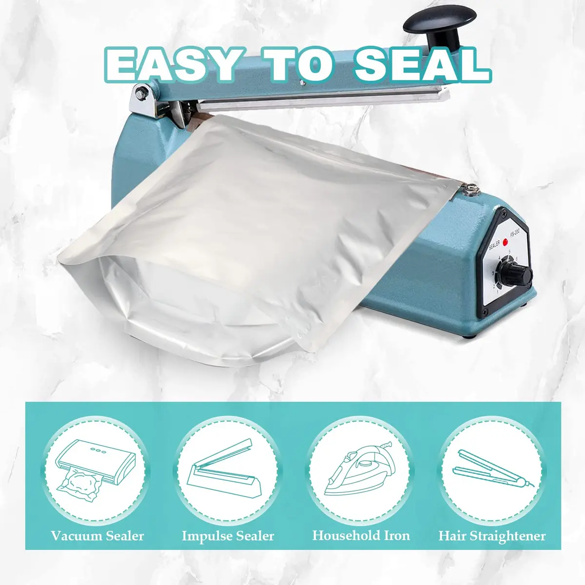 SHXWELL 1 Gallon Mylar Bags 25.4cm x 35.6cm (10"x14") | 50 Count Extra Thick 10 Mil Stand-Up Zipper Pouches for Long Term Food Storage - view 3
