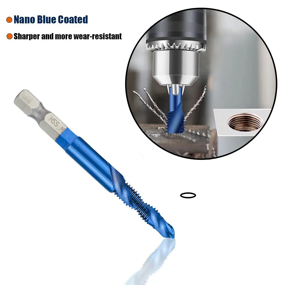 ASDTODW Combination Drill & Taps Bit Set M3-M10 Hex Shank | 6-Piece Metric Threading Tool Set - view 3