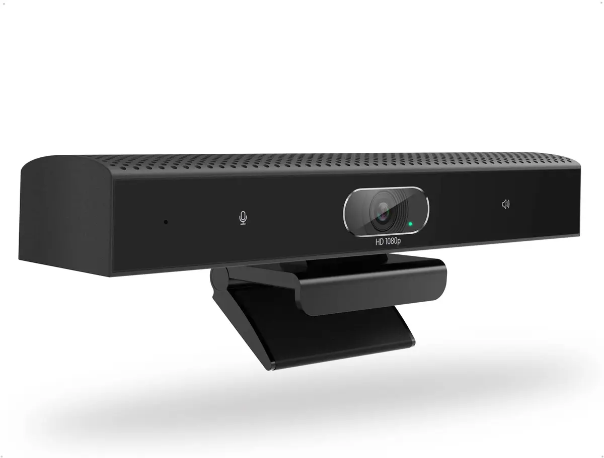 PolaTab Conference Room Camera, 3-in-1, 1080p Full HD Webcam with Microphone and Speaker, USB Plug and Play, Wide Angle Video Conference Camera for Desktop, Laptop, Mac, PC (Black) - main product image