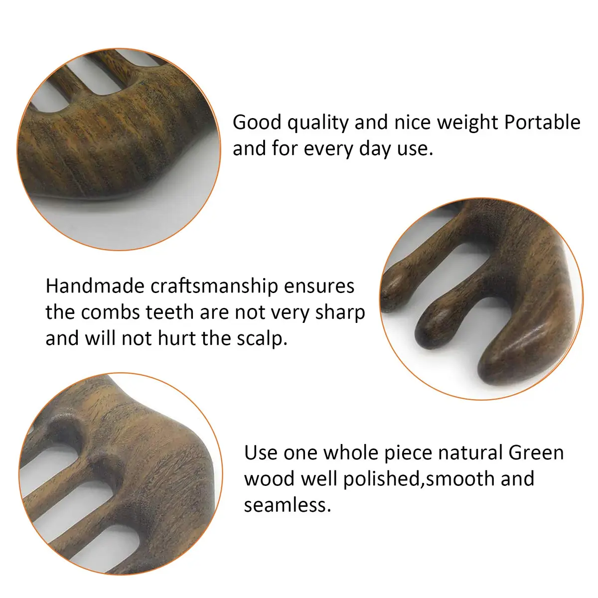 MIUPOO Natural Green Wood Wide Tooth Comb | Scalp Massager for Hair & Meridian Relaxation (1 Count) - view 6