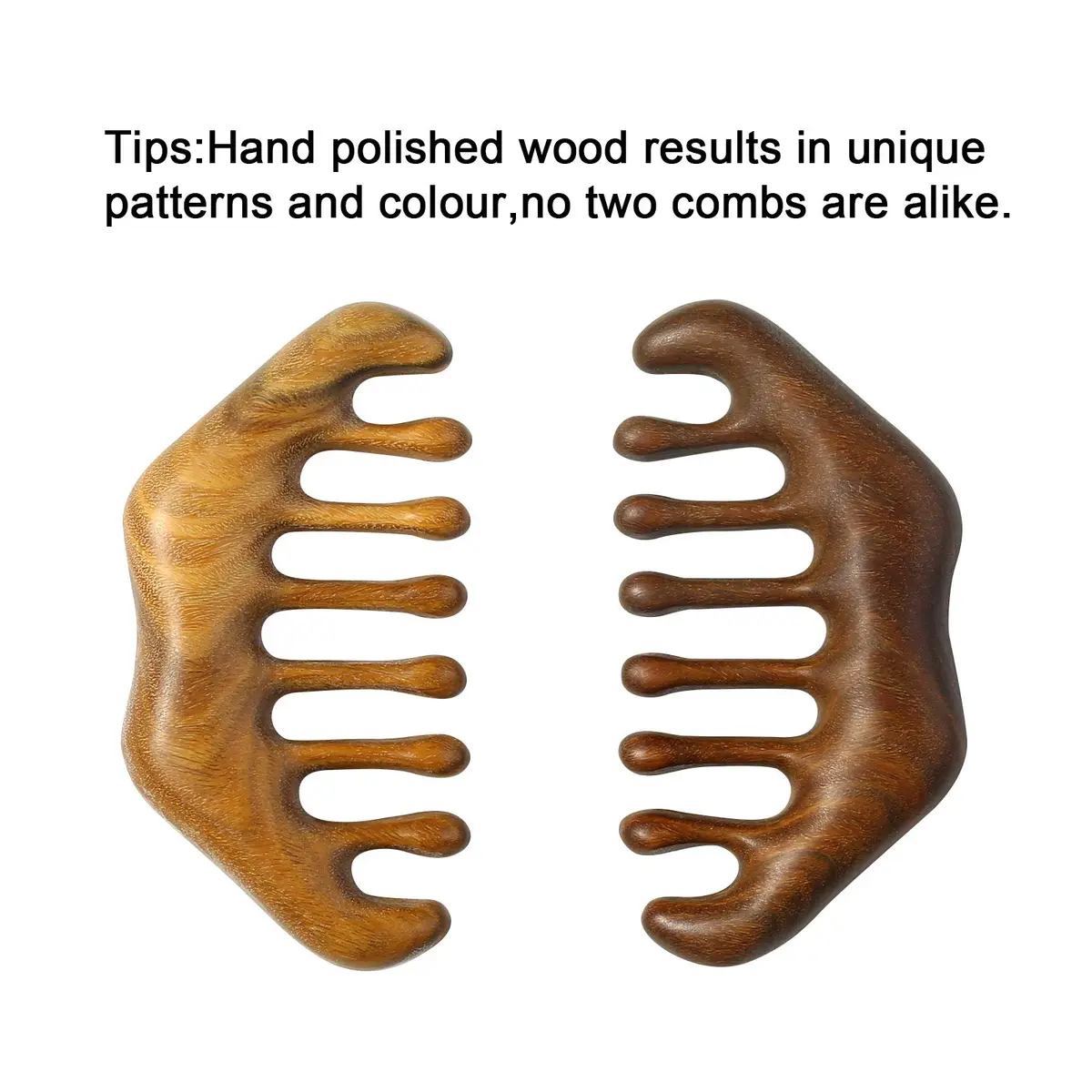 MIUPOO Natural Green Wood Wide Tooth Comb | Scalp Massager for Hair & Meridian Relaxation (1 Count) - view 3