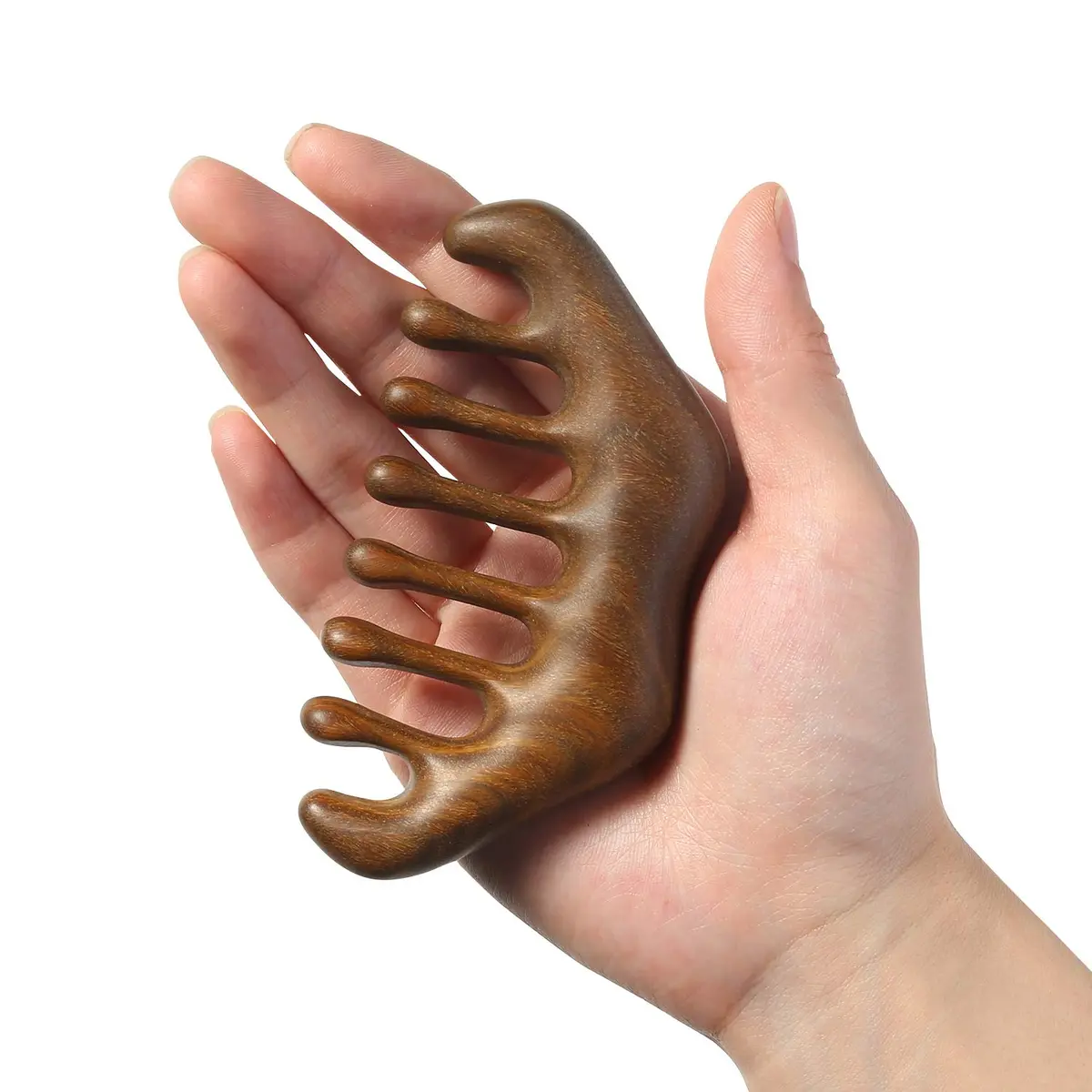 MIUPOO Natural Green Wood Wide Tooth Comb | Scalp Massager for Hair & Meridian Relaxation (1 Count) - view 4