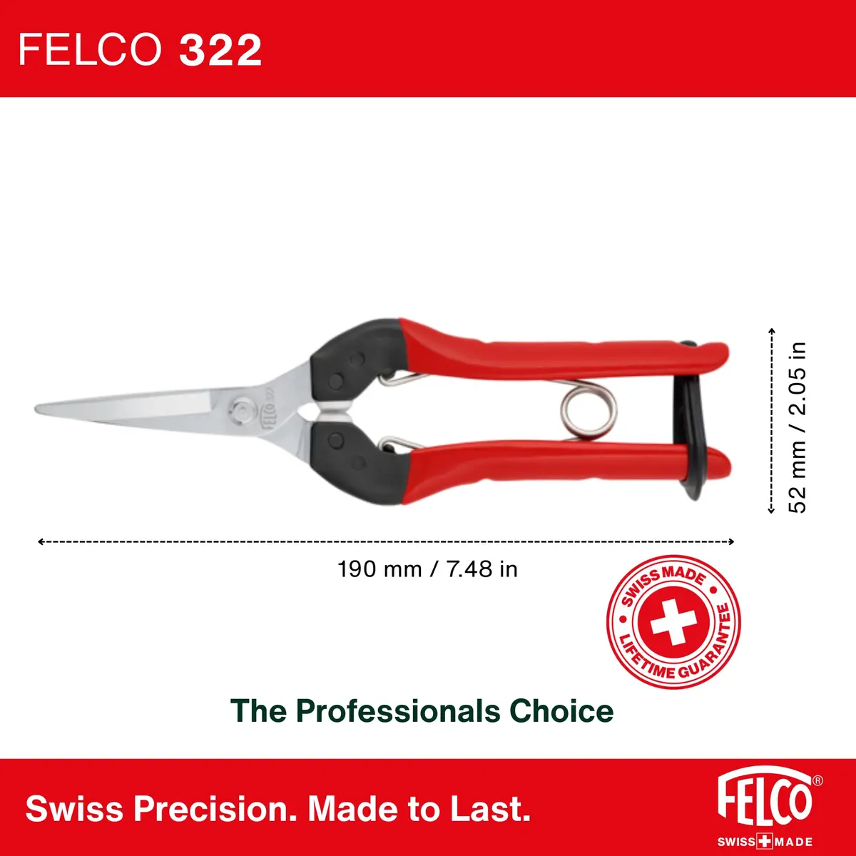 FELCO F322 Garden Snips 9.84" with Curved Blade & Rounded Tip | Carbon Steel Pruning Shears for Gardening - view 3