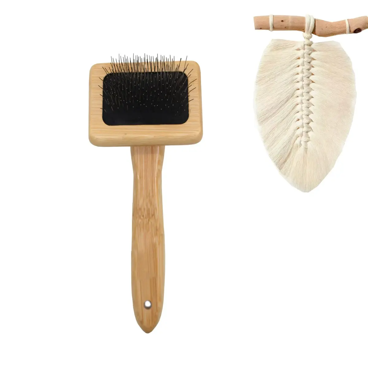tyoungg Macrame Comb with Wooden Handle & Stainless Steel Needles | 14.5 cm (5.7 in) - main product image