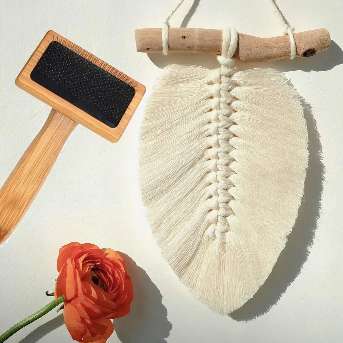 tyoungg Macrame Comb with Wooden Handle & Stainless Steel Needles | 14.5 cm (5.7 in) - view 4