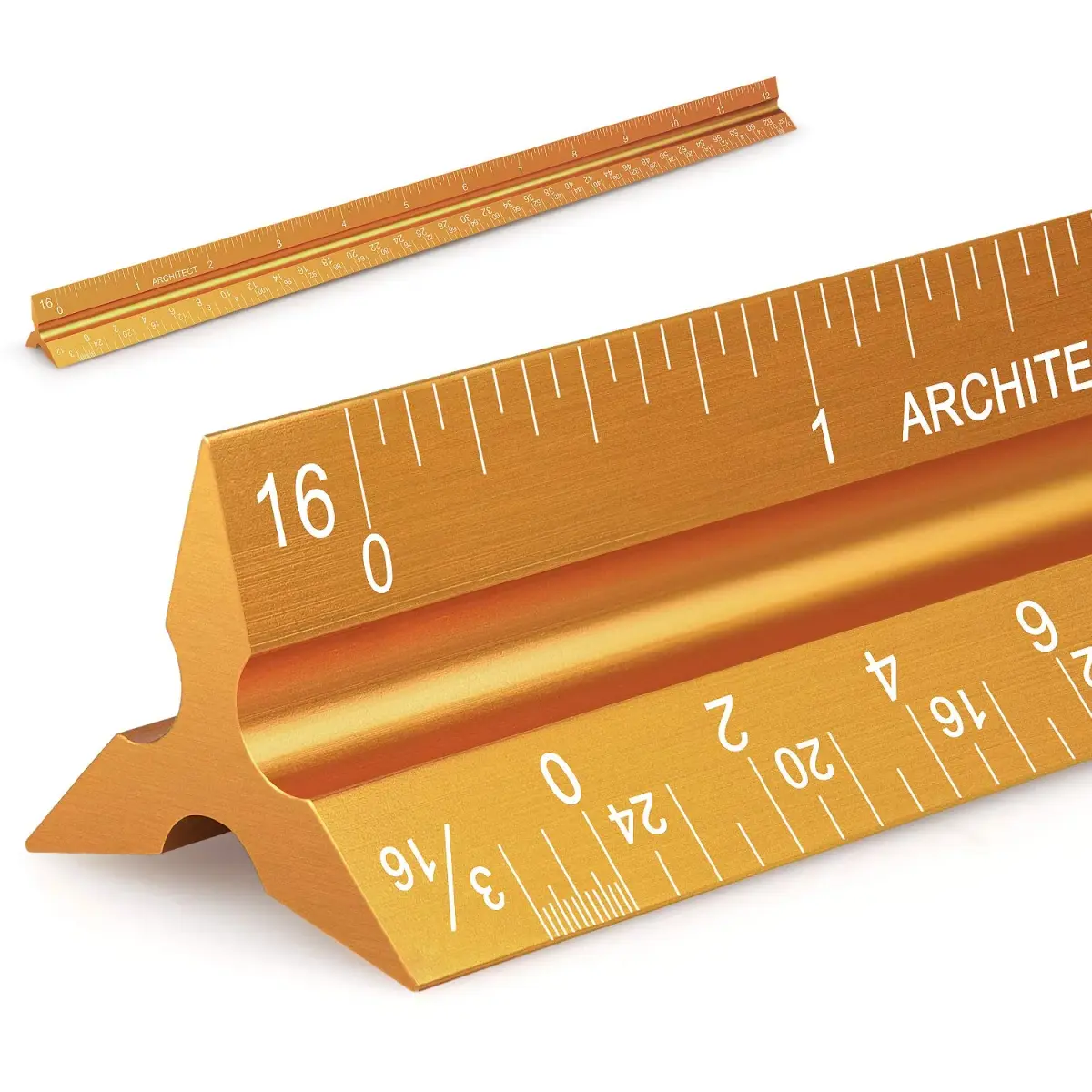 Hutou Architectural Scale Ruler 12" Golden | Precision Aluminum Drafting Tool - main product image