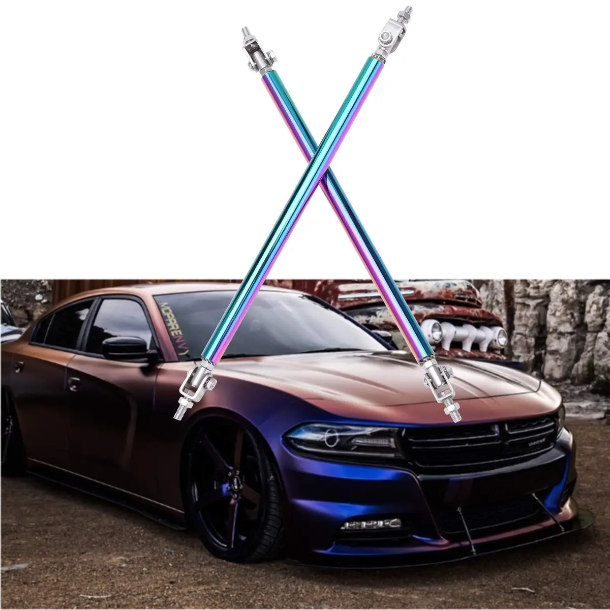 Rich Choices 2PCS Adjustable Splitter Strut Rods 8"-13" | Reinforce Front Lip & Diffuser (110 chars) - view 2