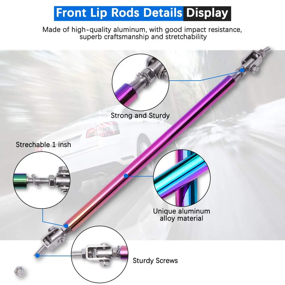 Rich Choices 2PCS Adjustable Splitter Strut Rods 8"-13" | Reinforce Front Lip & Diffuser (110 chars) - view 3