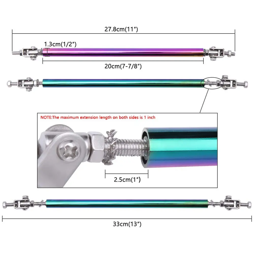 Rich Choices 2PCS Adjustable Splitter Strut Rods 8"-13" | Reinforce Front Lip & Diffuser (110 chars) - view 4