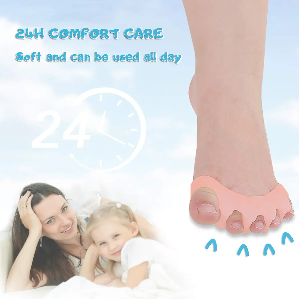 ERSANLI Gel Toe Separator & Bunion Corrector for Children | Overlapping Toe Relief, Beige, 2 Pcs - view 6