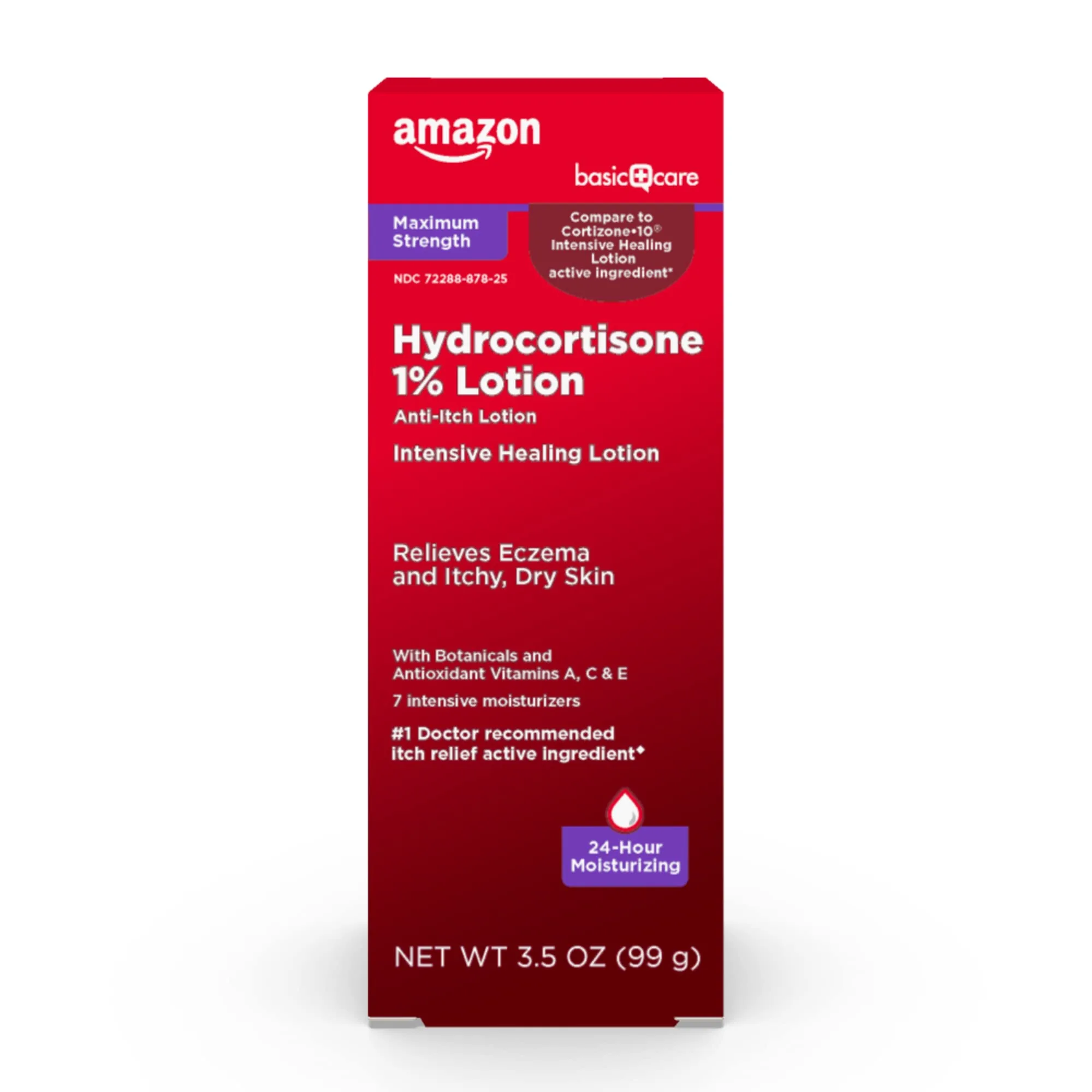 Amazon Basic Care Maximum Strength Hydrocortisone 1% Anti-Itch Lotion | Intensive Healing for Eczema Relief - main product image