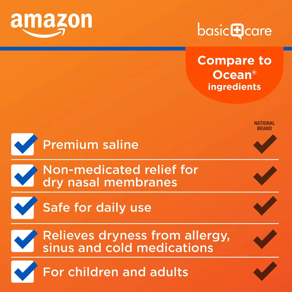 Amazon Basic Care Premium Saline Nasal Moisturizing Spray 90ml (3 fl oz) | Non-Medicated Relief for Dry, Irritated Nose - view 3
