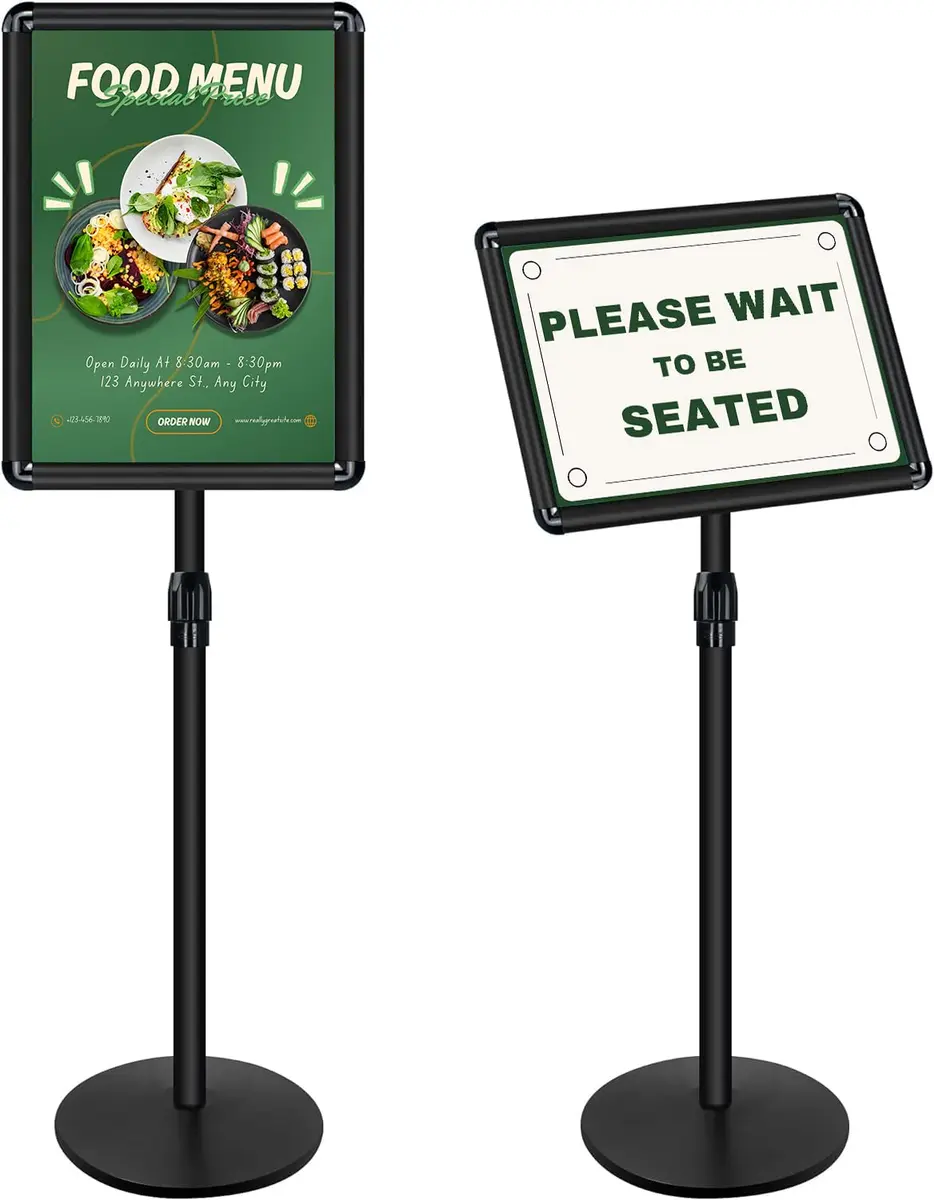 Mutualsign Heavy Duty Pedestal Sign Holder Stand 11x17" (28 x 43 cm) | Adjustable Height 31.5"-49" (80-125 cm) - main product image