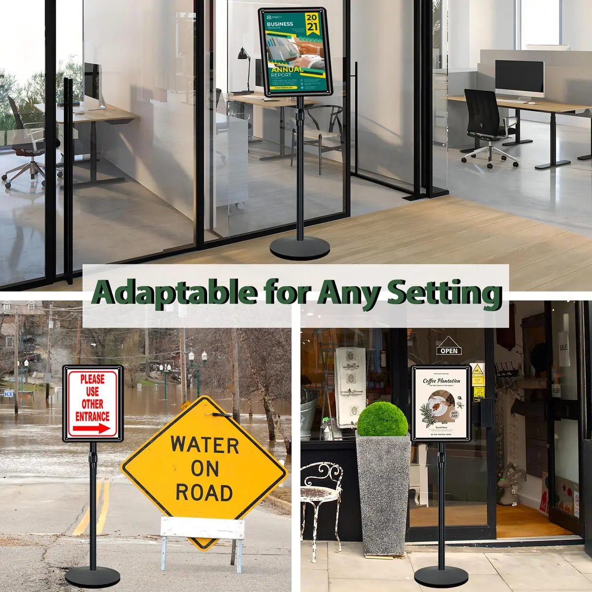 Mutualsign Heavy Duty Pedestal Sign Holder Stand 11x17" (28 x 43 cm) | Adjustable Height 31.5"-49" (80-125 cm) - view 8