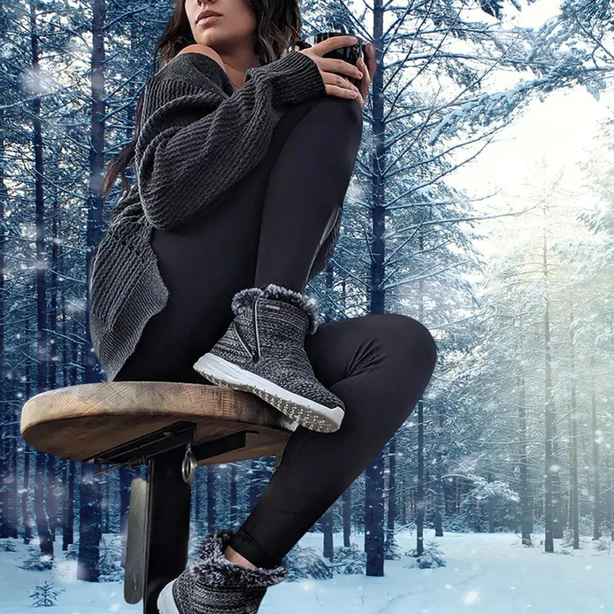 Telic Women's Apres-Ski Recovery Boots, Granite, Size 6 | Supportive Novalon Material & Ankle-High Comfort - view 6