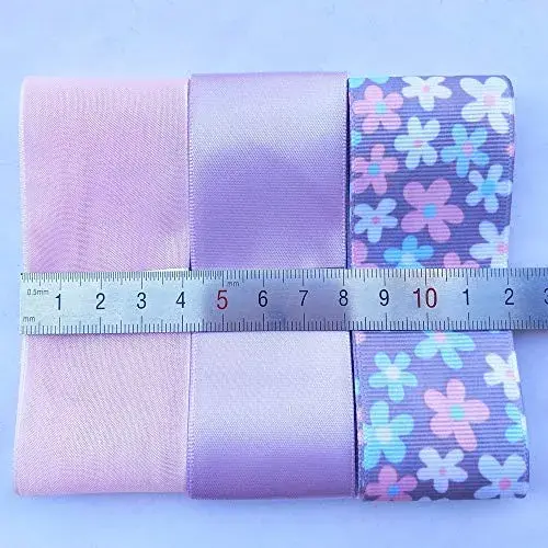 Libiline Purple Satin Organza Grosgrain Ribbon 17 Yards (51m) | Assorted Widths for Crafts & Decor - view 5