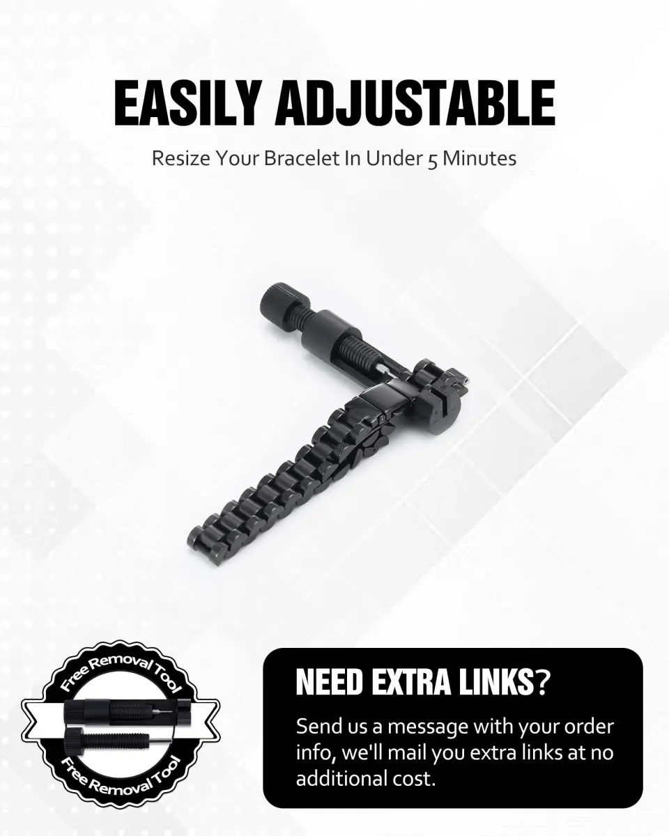 Jecanori Hematite Magnetic Bracelet for Men, 22cm (8.66 Inch) | Hypoallergenic & Adjustable - view 4