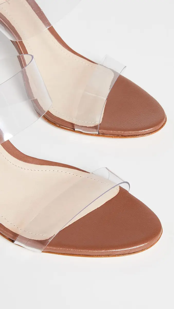 SCHUTZ Ariella Sandals 7.5 Medium US | Wood, Brown, Clear, Heeled 90mm - view 5