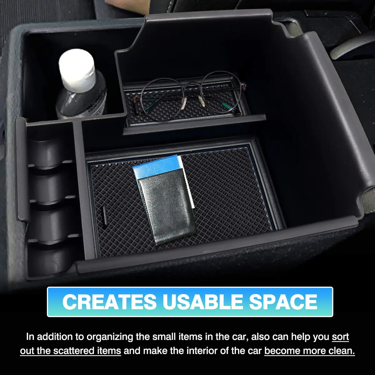 Autorder Center Console Organizer for Kia Forte 2019-2024 | Secondary Insert Tray with 2 Color Mats - view 5