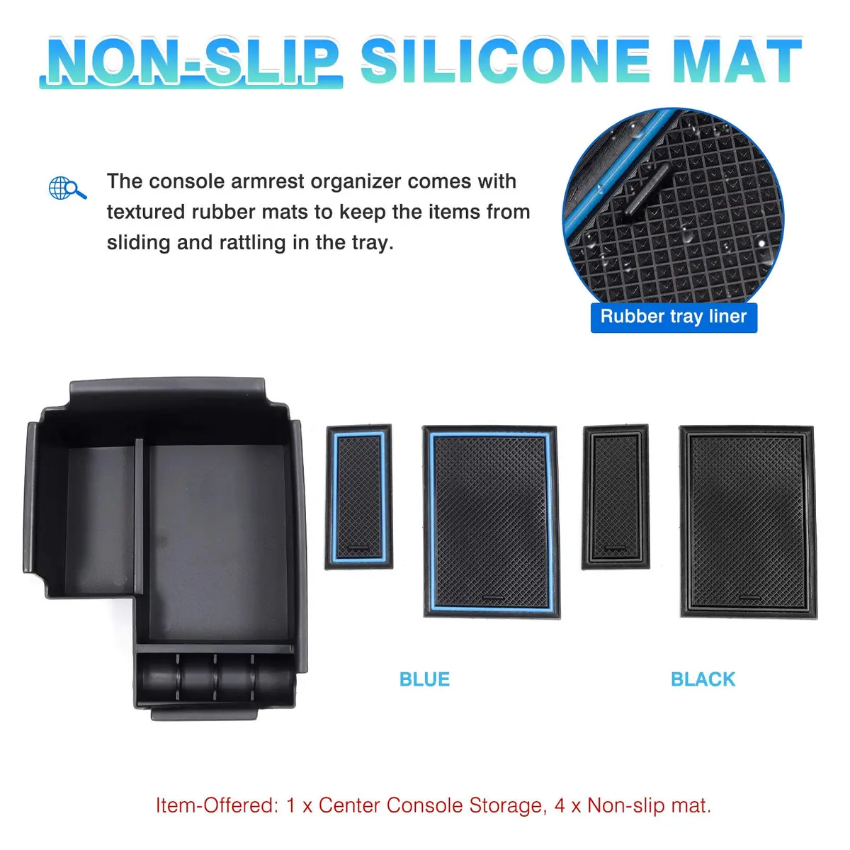 Autorder Center Console Organizer for Kia Forte 2019-2024 | Secondary Insert Tray with 2 Color Mats - view 7