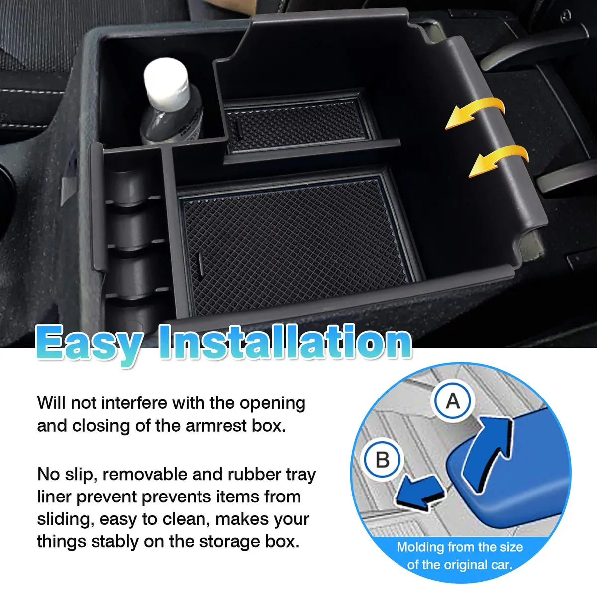 Autorder Center Console Organizer for Kia Forte 2019-2024 | Secondary Insert Tray with 2 Color Mats - view 9