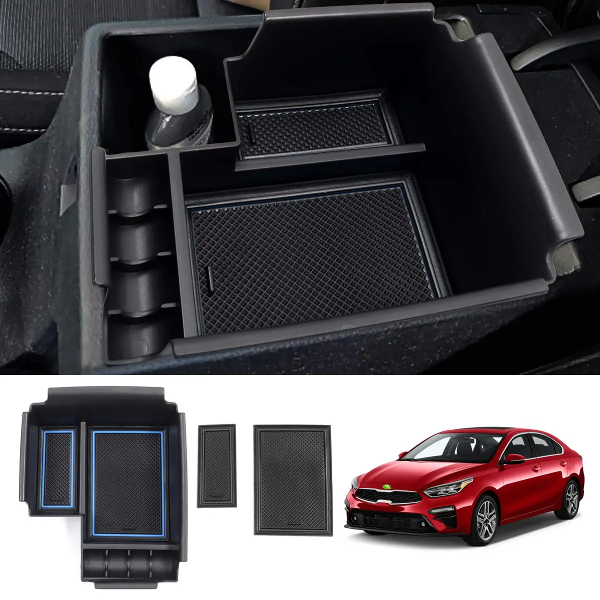 Autorder Center Console Organizer for Kia Forte 2019-2024 | Secondary Insert Tray with 2 Color Mats - view 2