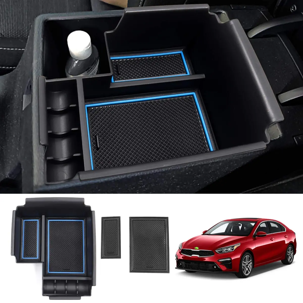 Autorder Center Console Organizer for Kia Forte 2019-2024 | Secondary Insert Tray with 2 Color Mats - view 3