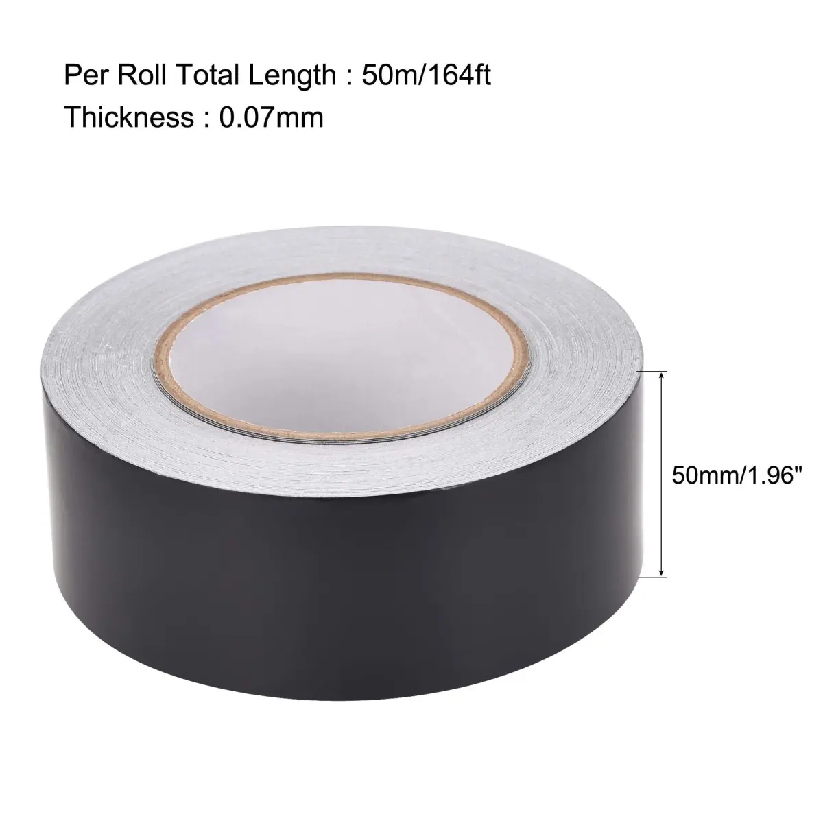 uxcell Black Matte Aluminum Foil Tape 50mm x 50m (164ft) | HVAC Sealing & Patching Tape - view 2