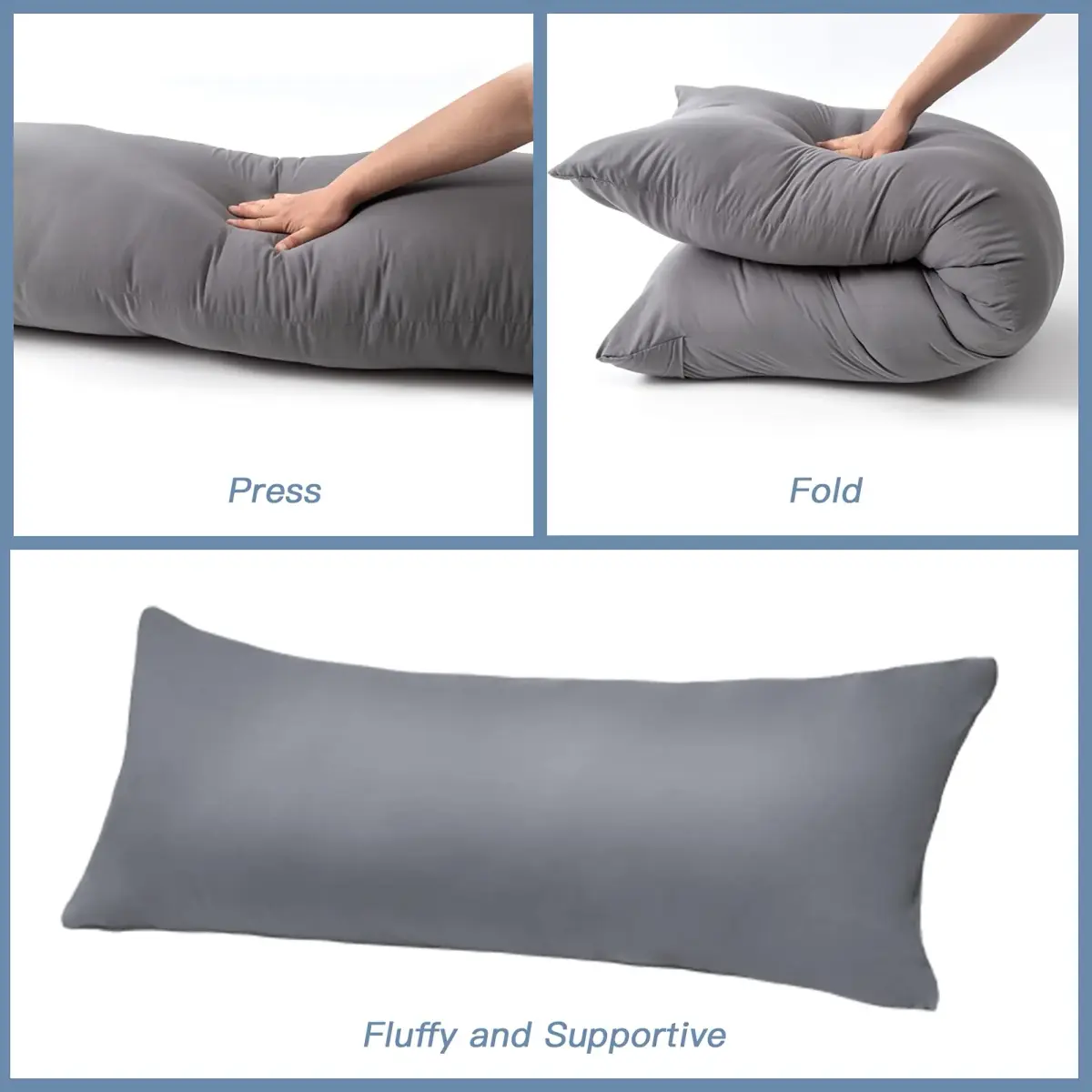 DOWNCOOL Luxury Full Body Pillow Insert with Cover 54"x20" (137cmx51cm) | Breathable Microfiber Pillow for Side Sleepers - view 6