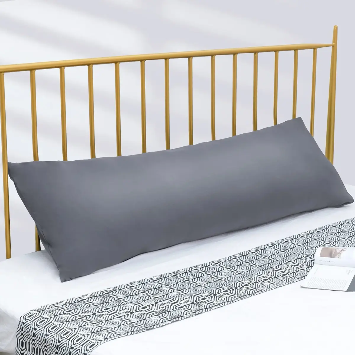 DOWNCOOL Luxury Full Body Pillow Insert with Cover 54"x20" (137cmx51cm) | Breathable Microfiber Pillow for Side Sleepers - view 2