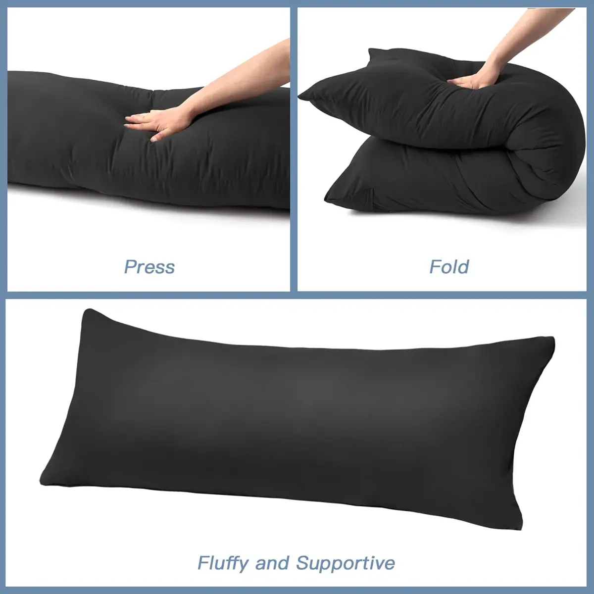 DOWNCOOL Luxury Full Body Pillow Insert with Cover 54"x20" | Soft, Breathable, and Supportive for Side Sleepers - view 6
