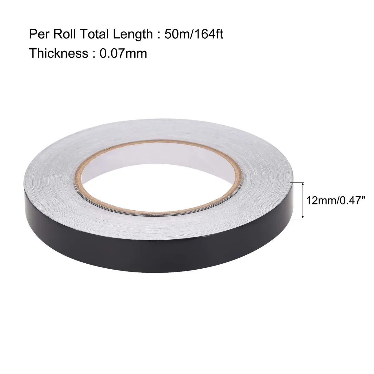 uxcell Aluminum Foil Tape Black Matte 12mm x 50m (0.47in x 164ft) | Non-Reflective HVAC Sealing Tape - view 2