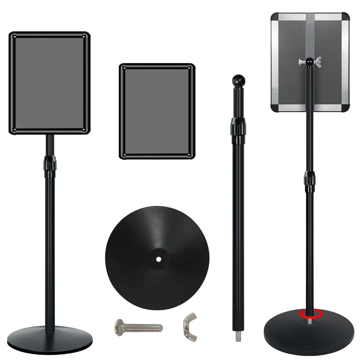 Mutualsign Heavy Duty Pedestal Sign Holder Stand, Adjustable Aluminum Frame, 8.5 x 11 Inches, Black - view 9