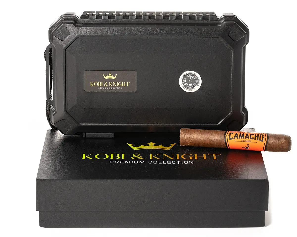 Kobi & Knight Travel Cigar Humidor with Hygrometer | Waterproof, Shockproof & Portable for 6 x 8-Inch Cigars - main product image