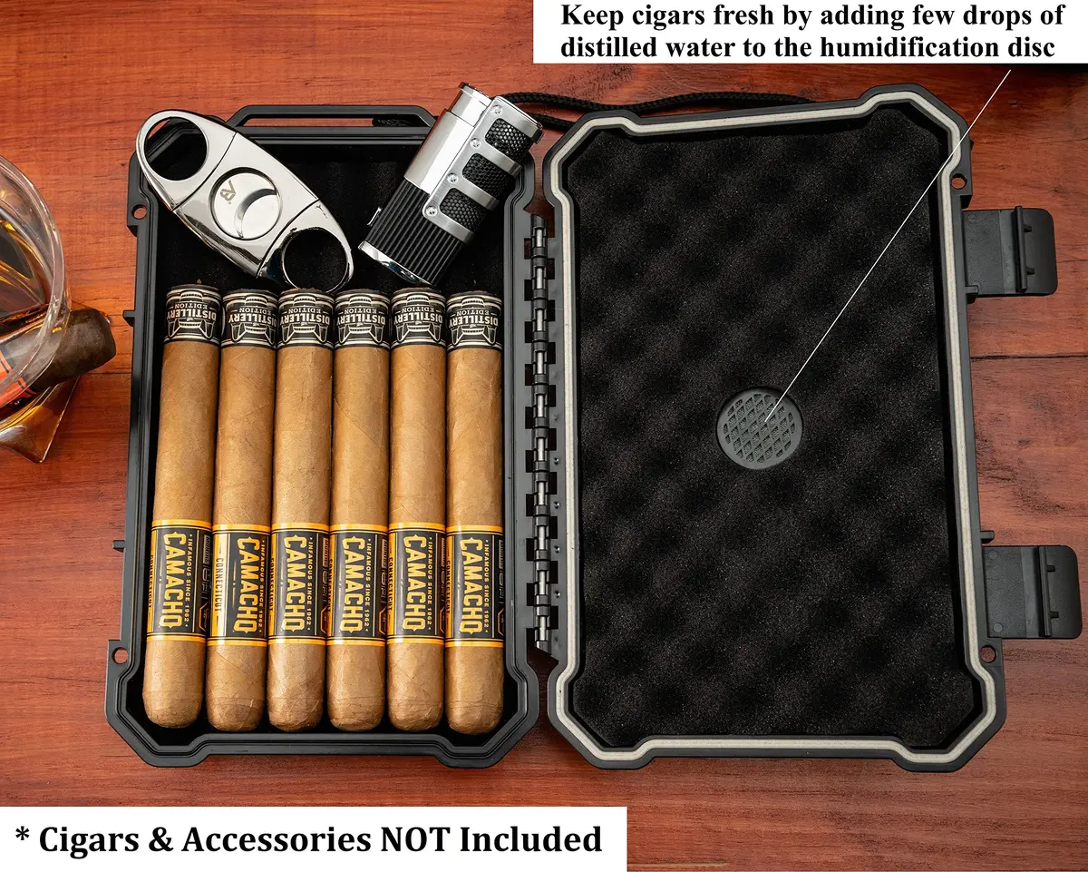 Kobi & Knight Travel Cigar Humidor with Hygrometer | Waterproof, Shockproof & Portable for 6 x 8-Inch Cigars - view 5