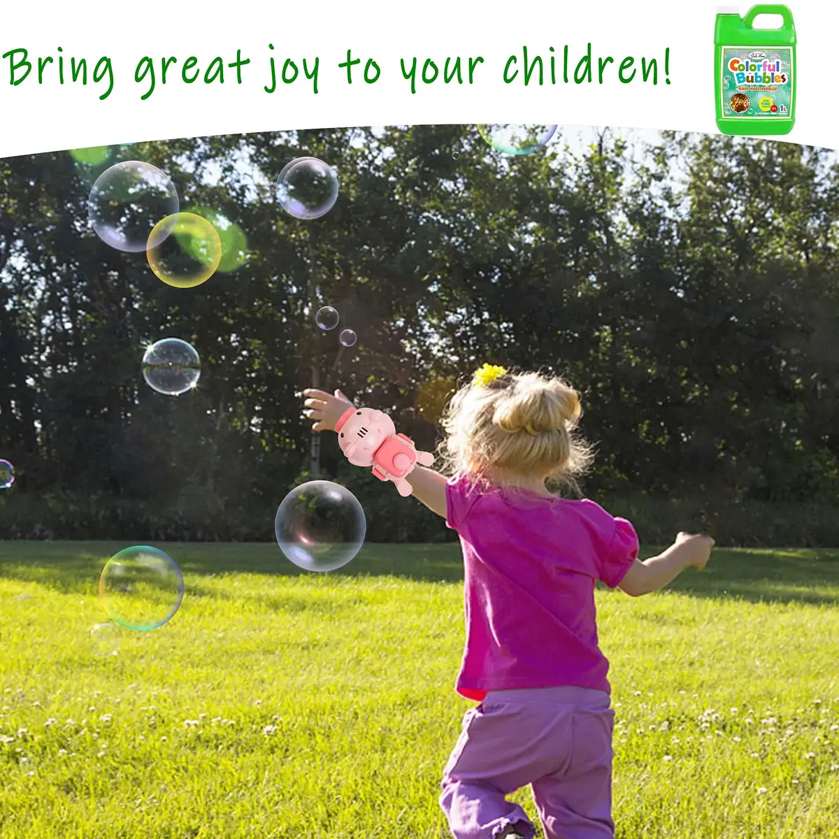 Lulu Home Concentrated Bubble Solution Grass Green 1 L (33.8 OZ) | Non-Toxic & Safe for Kids Over 3 - view 5