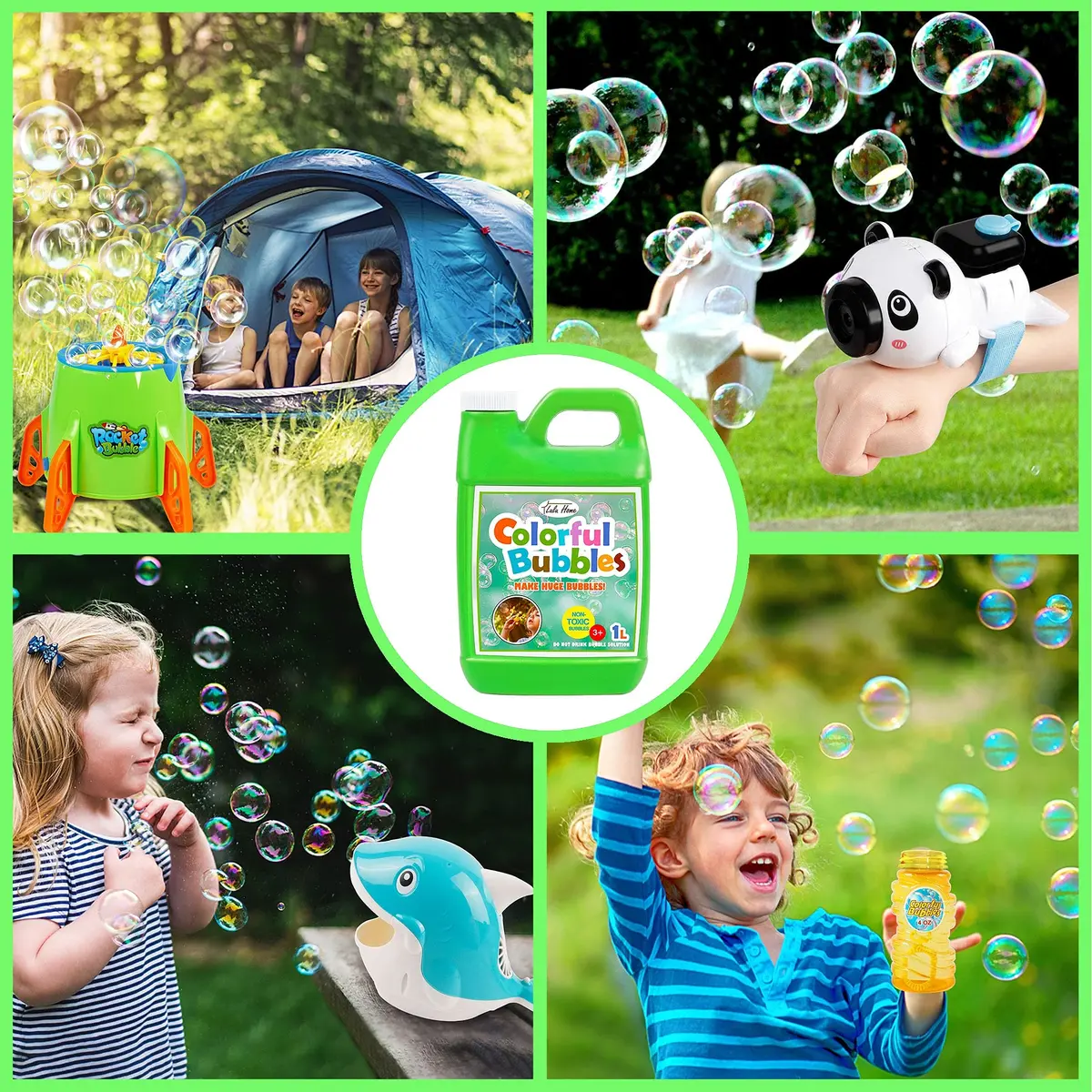 Lulu Home Concentrated Bubble Solution Grass Green 1 L (33.8 OZ) | Non-Toxic & Safe for Kids Over 3 - view 4