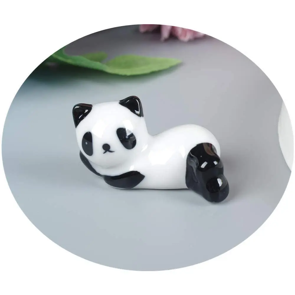 XINYU Cute Ceramic Panda Chopstick Rests (6-Pack, Black/White) | Set of 6 Animal Print Holders for Dining Tables - view 4