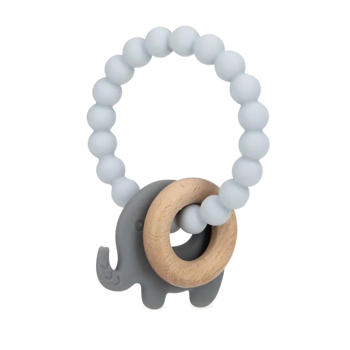 Natural Wood and Silicone Teething Ring | Soothing Baby Teether for 3+ Months - main product image