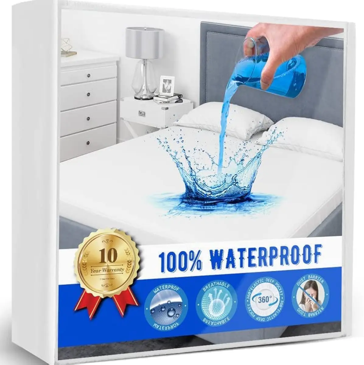 Artivestion Twin XL Mattress Protector Waterproof Mattress Cover Fitted | Breathable, Hypoallergenic, Fits 14-18 Inch Mattresses - main product image