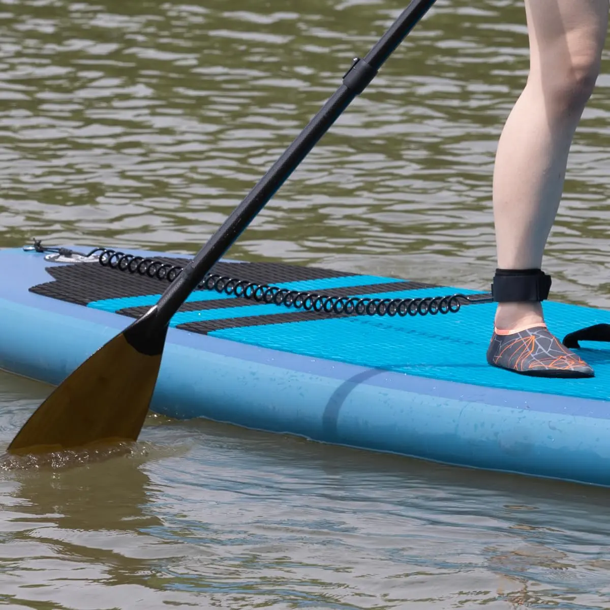 HEYTUR Coiled SUP Leash 10' Stand Up Paddleboard Leash (5mm Black) | Durable Nylon & Neoprene Strap for Water Sports - view 5