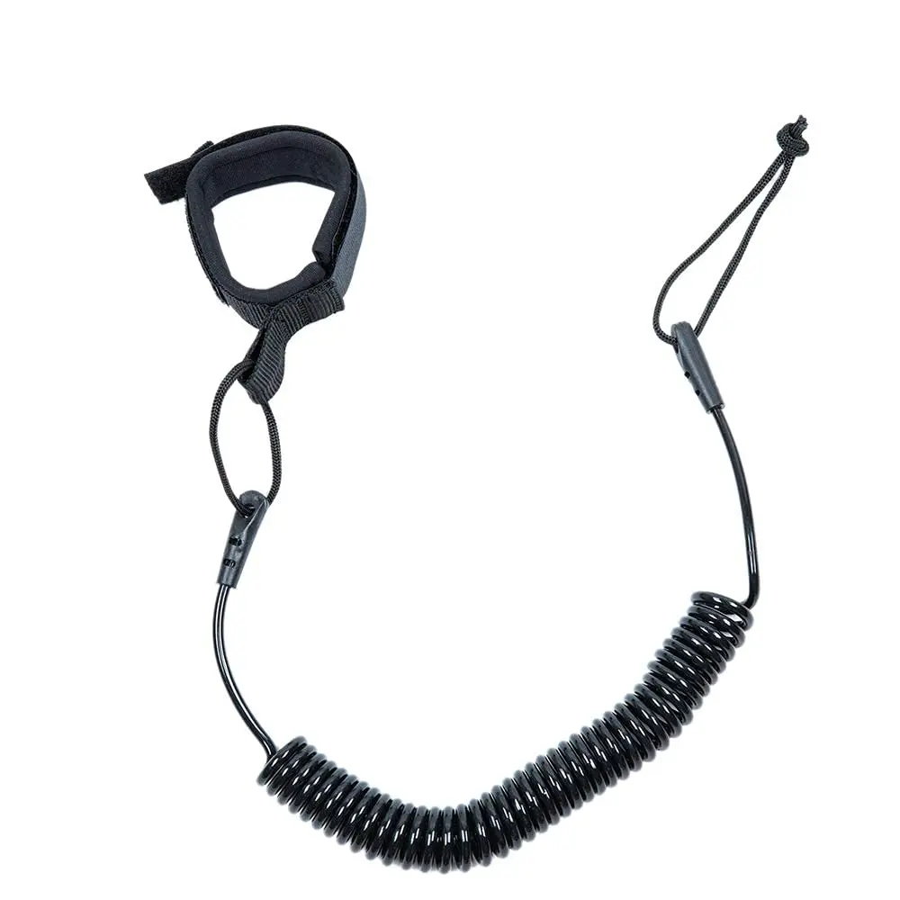 HEYTUR Coiled SUP Leash 10' Stand Up Paddleboard Leash (5mm Black) | Durable Nylon & Neoprene Strap for Water Sports - view 7