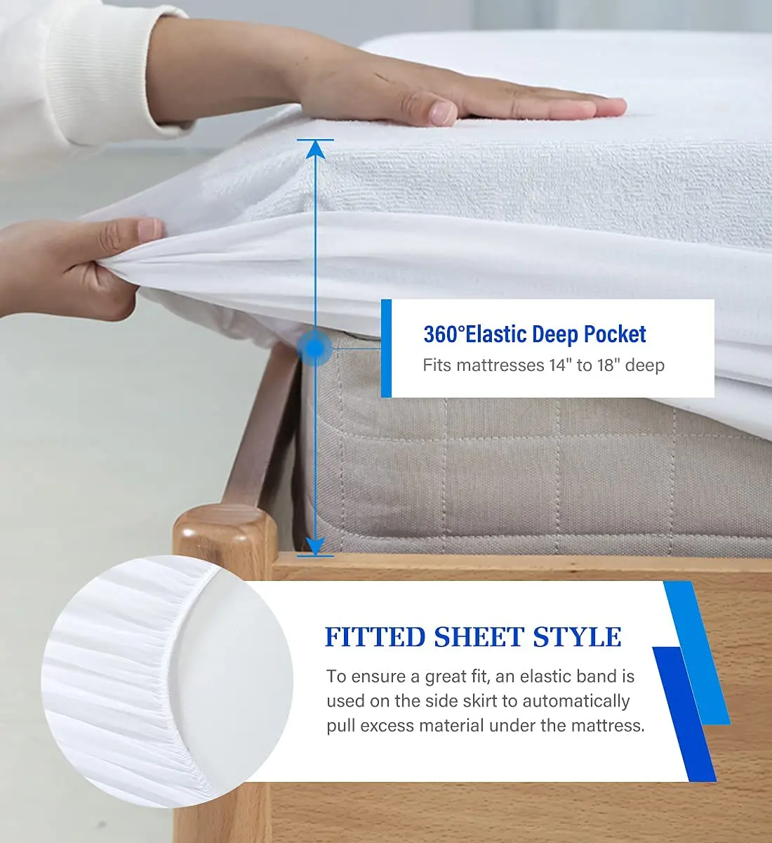 Artivestion Queen Mattress Protector Waterproof Breathable Terry 60" x 80" | Soft, Durable & Breathable - view 4