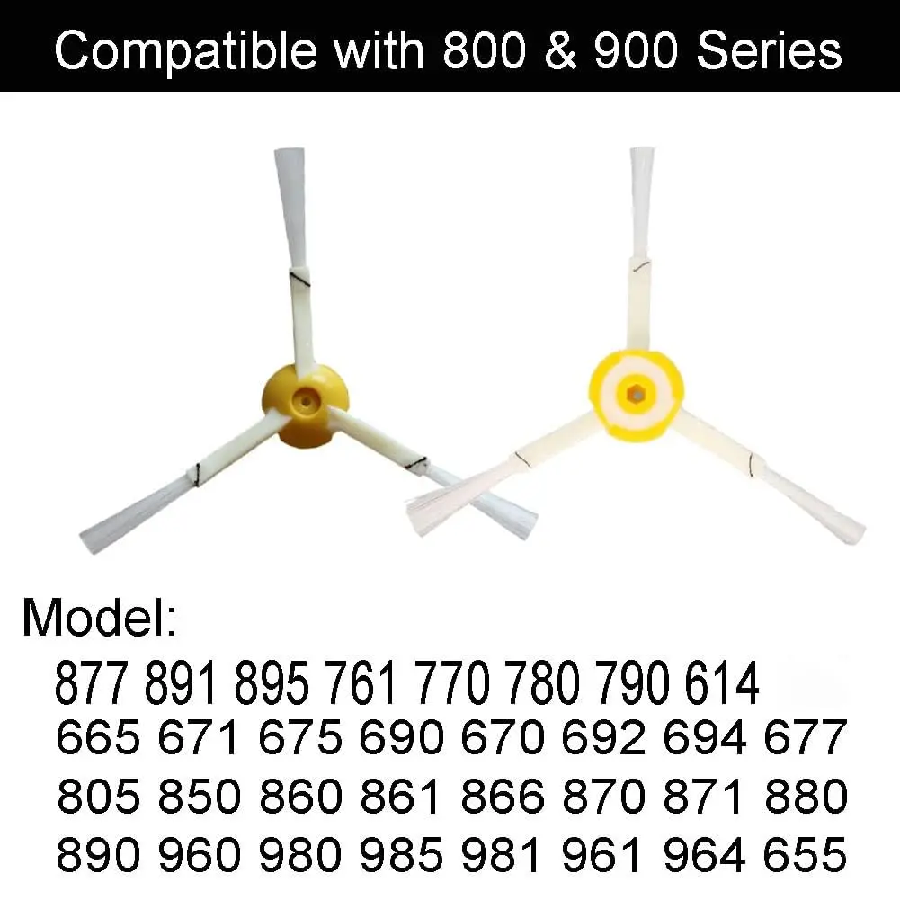 Generic 3-Pack Replacement Side Brush for iRobot Roomba 800 & 900 Series | Compatible with 600 Series Models, White - view 2