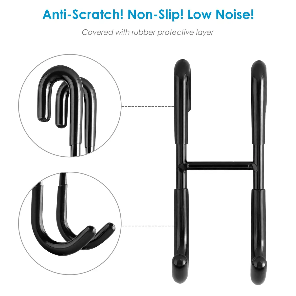Simtive Shower Door Hooks (3-Pack) | Frameless Glass Door Towel Hooks, Black, Rust-Resistant - view 2